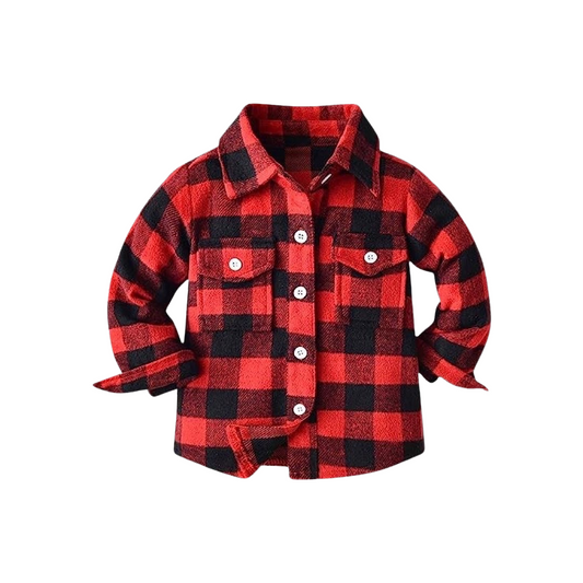 Red Plaid Flannel Shirt Jacket