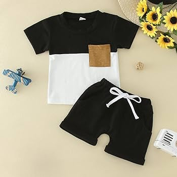 Black and White Pocket Shorts Set