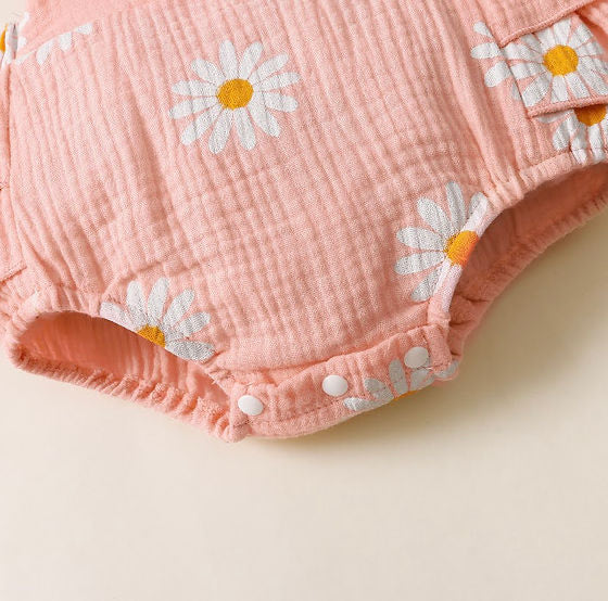 Pink Daisy Romper with Headband