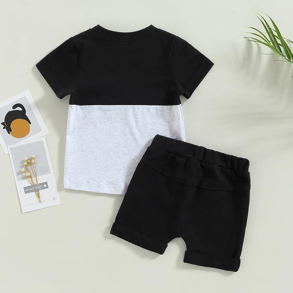 Black and White Pocket Shorts Set