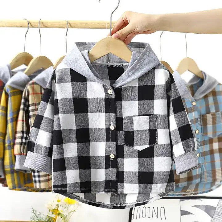 Checked shirt with hoodie