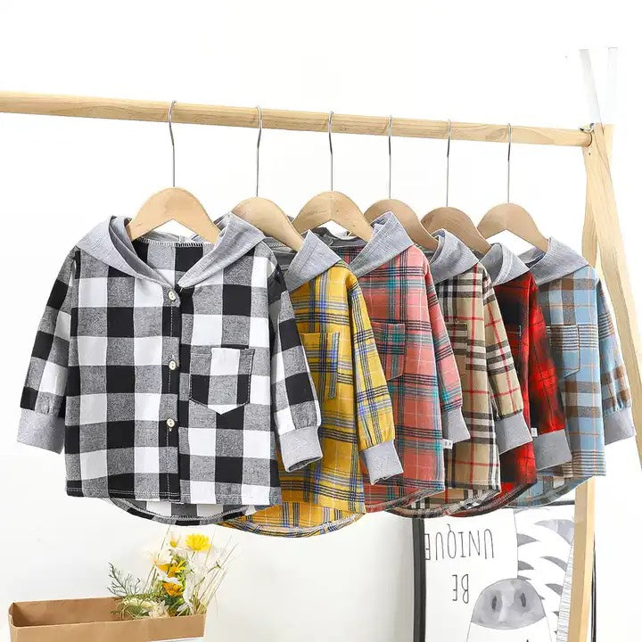 Checked shirt with hoodie