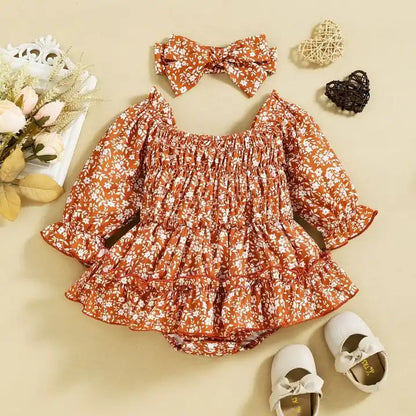 Pretty rouged dress with headband