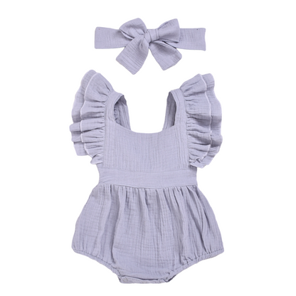 Grey Frill Bodysuit With Headband