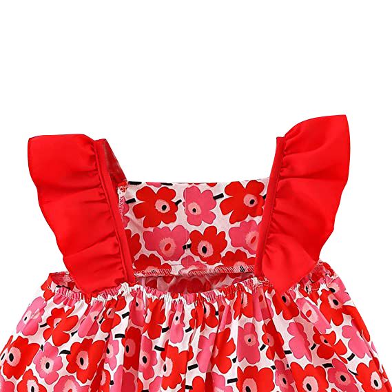 Red floral dress with bag