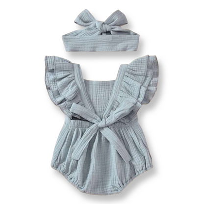 Grey Frill Bodysuit With Headband