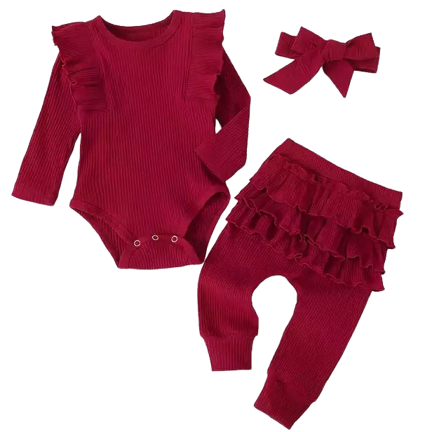 Red Ruffle Bodysuit & Pants Set