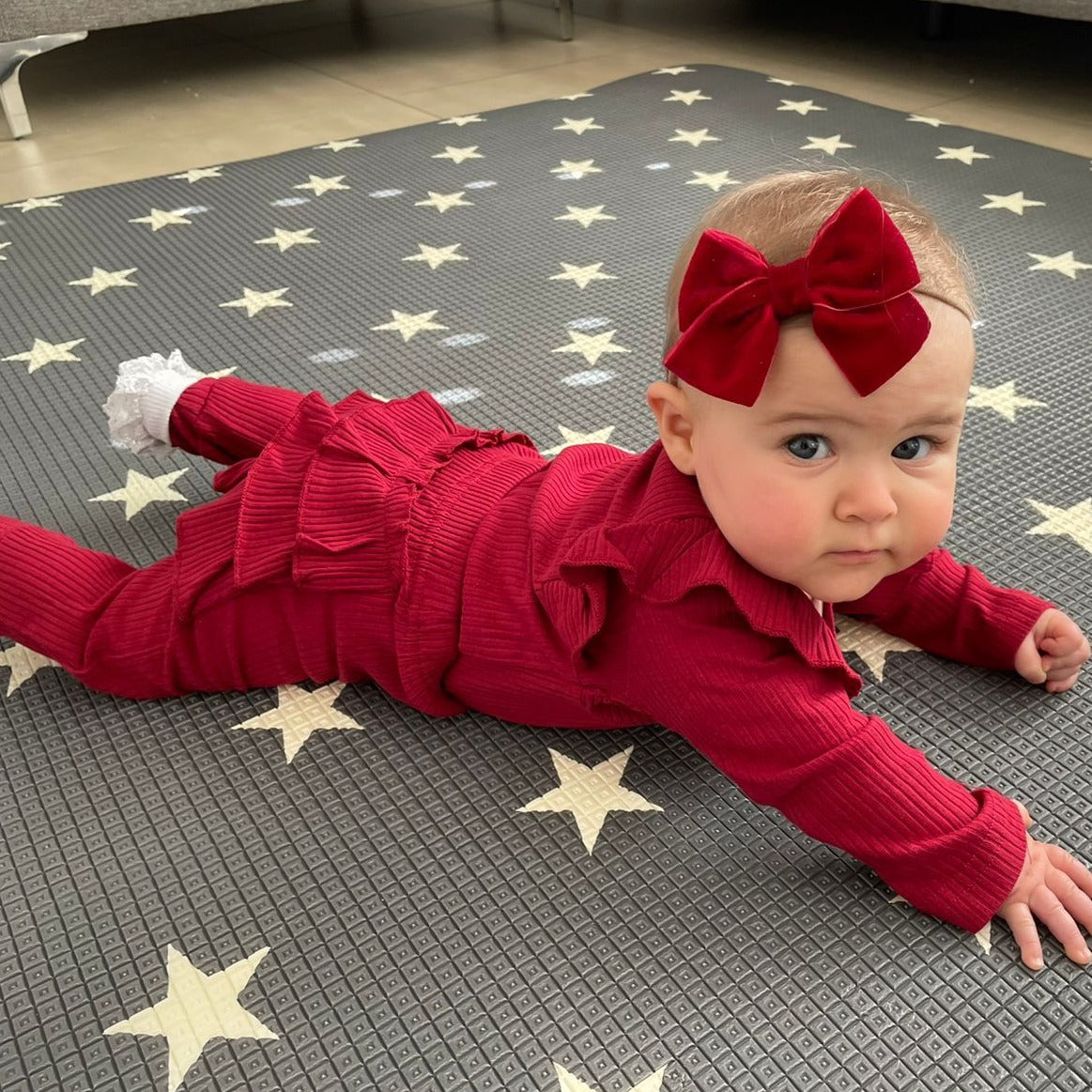 Red Ruffle Bodysuit & Pants Set